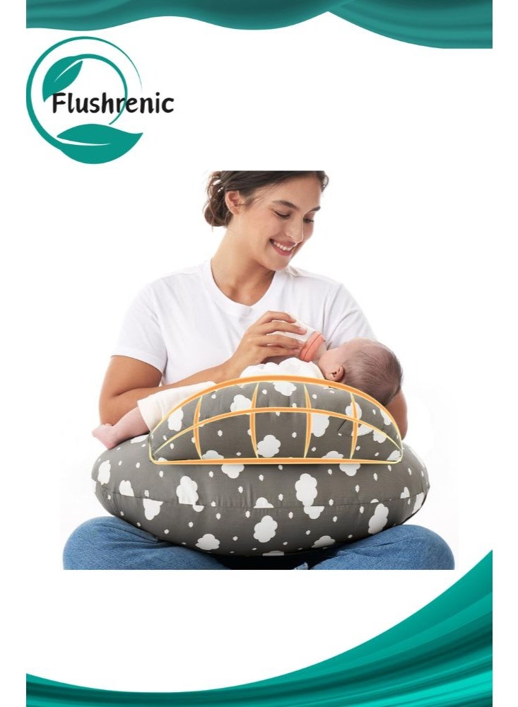 Flushrenic Breastfeeding pillow, for breastfeeding - pioneering safety fence - Wider feeding pillow, providing more support for mom and baby - Easier breastfeeding and free hands - Suitable for everyone, detachable cotton cover - Image 1