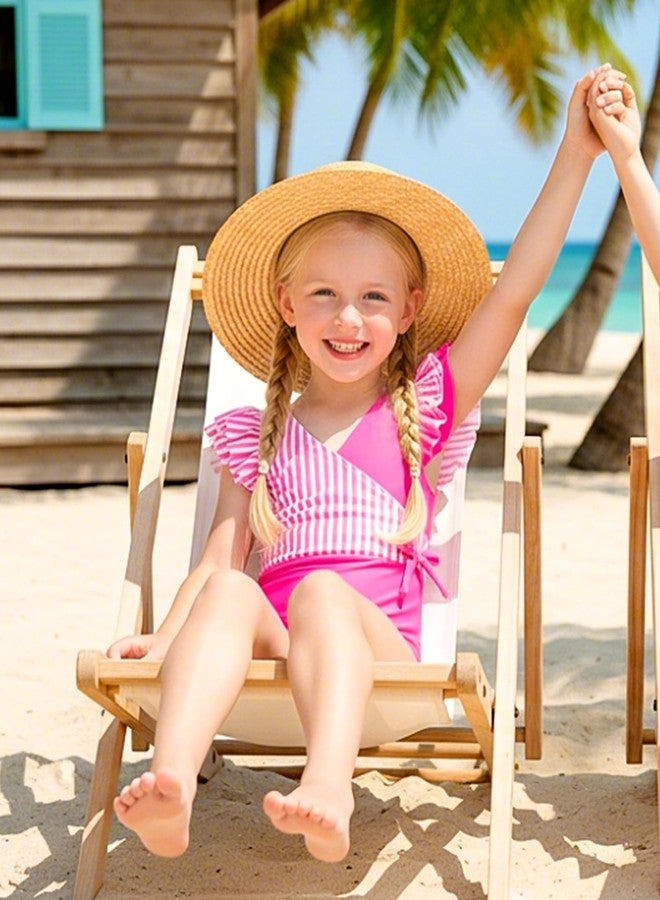 Mioglrie ملابس سباحة للبنات الصغيرات، قطعة واحدة، مقاس 4T و5T، ملابس سباحة للبنات والأطفال، ملابس سباحة وردية، مستلزمات شاطئ أساسية للأطفال الصغار - Image 2