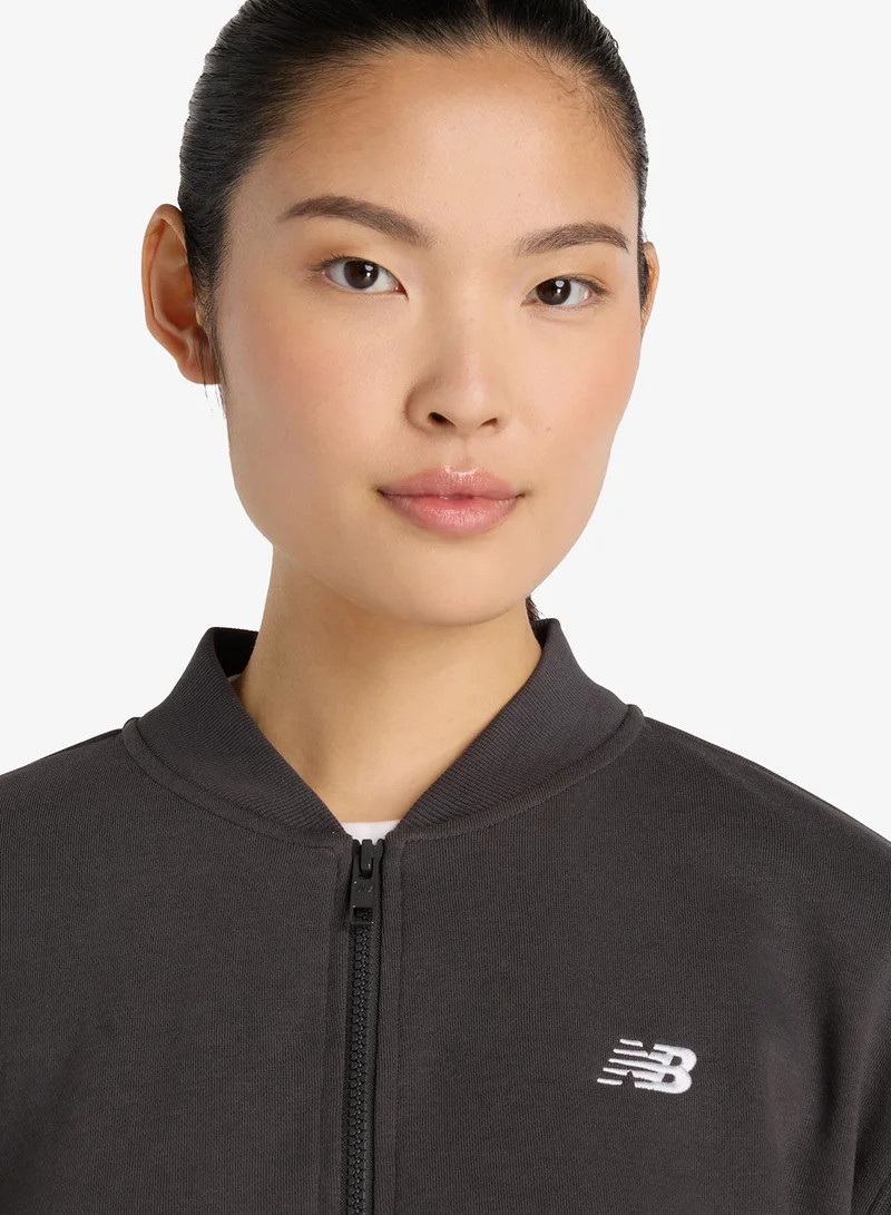 New Balance FADED BLACK (ABR) French Terry Bomber Jacket for Women | Best Price UAE
