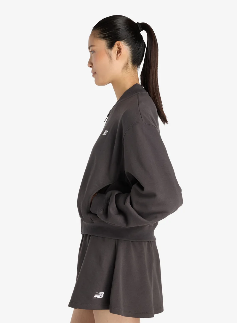 New Balance FADED BLACK (ABR) French Terry Bomber Jacket for Women | Best Price UAE
