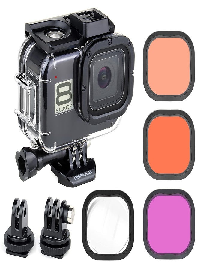 GEPULY Waterproof Case for GoPro Hero 8 Black with 4-Pack Dive Filter, 60M Underwater Diving Housing Case with Red, Snorkel, Magenta, Close-up Filters for GoPro Hero 8 Black Camera - Image 1