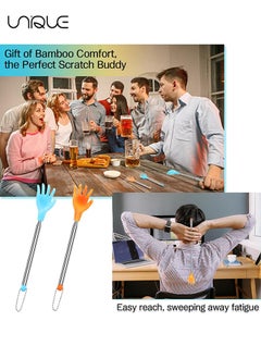Unique 6 Packs Back Scratcher, Portable Extendable Backscratchers 17.5in Long Telescoping Massage Tool Eliminating Back Itching for Women Men Kids - Blue and Yellow  - Image 4