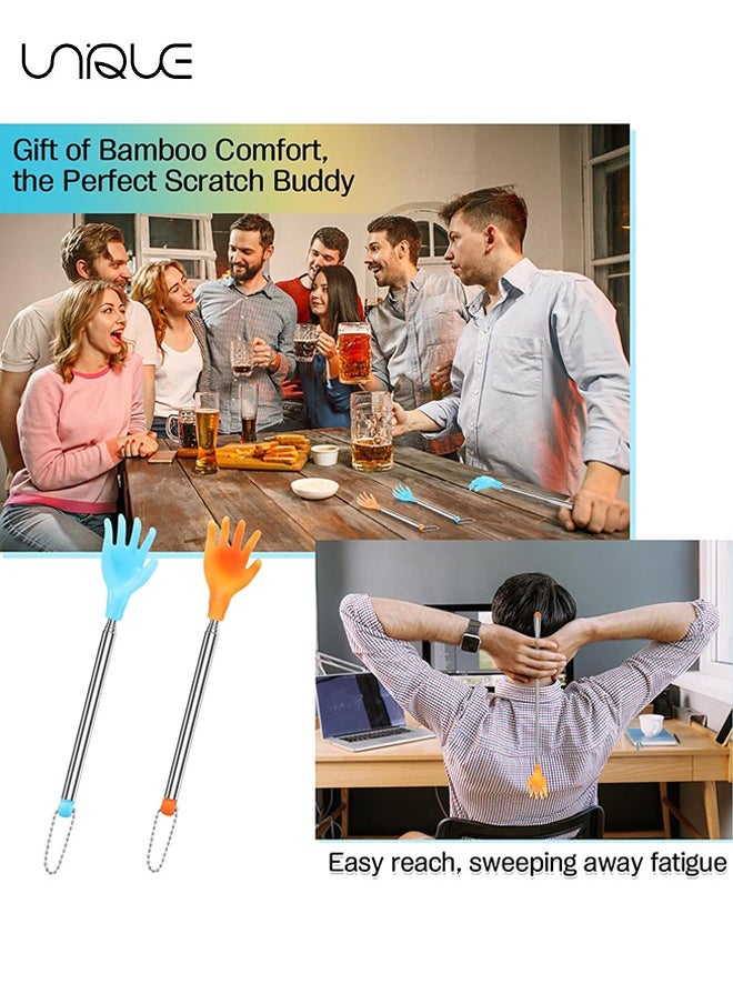 Unique 6 Packs Back Scratcher, Portable Extendable Backscratchers 17.5in Long Telescoping Massage Tool Eliminating Back Itching for Women Men Kids - Blue and Yellow  - Image 4