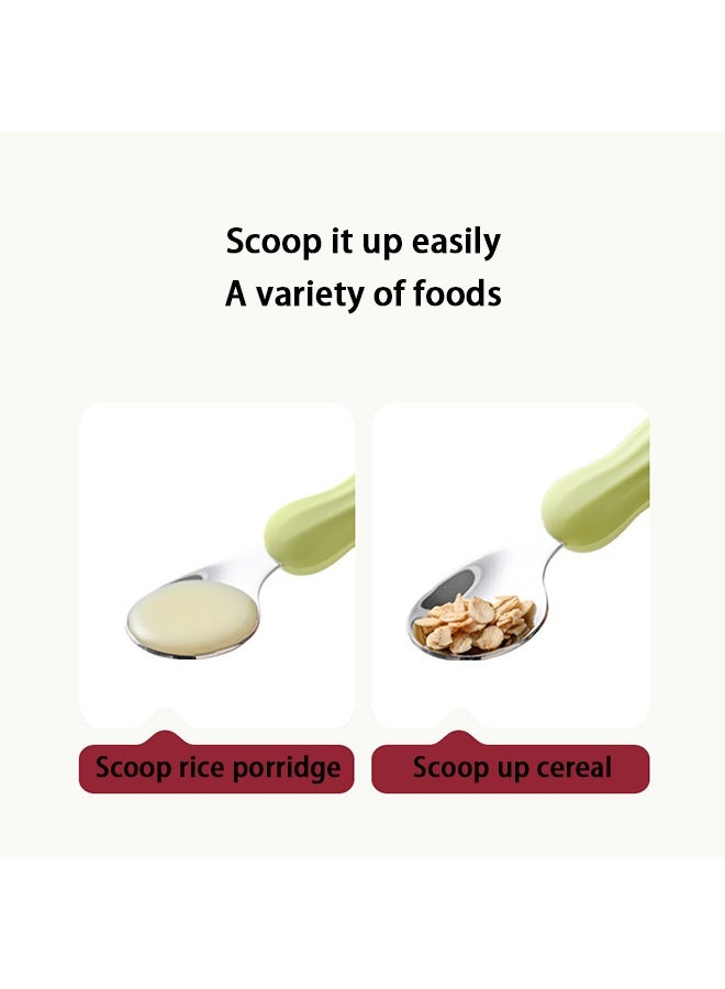 إم إكس إن أدوات طعام للأطفال الصغار، طقم شوكة وملعقة مع حقيبة سفر، مقبض سيليكون، أدوات مائدة آمنة من الفولاذ المقاوم للصدأ، سهلة الاستخدام - Image 4