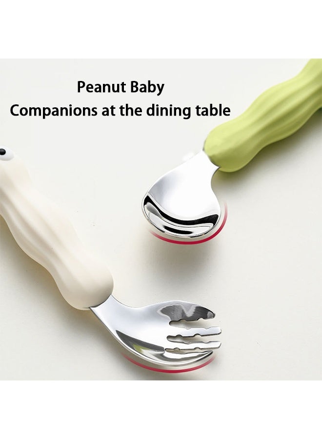 إم إكس إن أدوات طعام للأطفال الصغار، طقم شوكة وملعقة مع حقيبة سفر، مقبض سيليكون، أدوات مائدة آمنة من الفولاذ المقاوم للصدأ، سهلة الاستخدام - Image 5