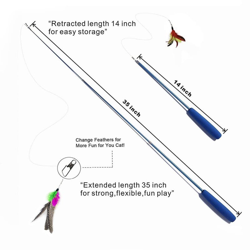 Sunkizzrs ® Interactive Feather Toy Set - Activity Toys for Kittens - Wand to Exercise Cats - Stick Toy for Indoor Cats (1 Retractable Stick + 1 Feather) - Image 2