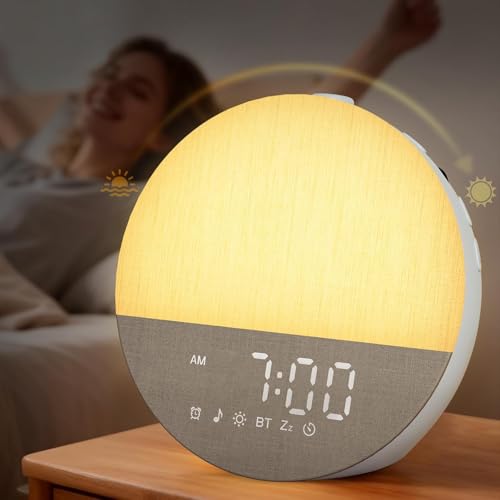 BOTDOYS Sunrise Alarm Clock with Sound Machine Gentle Gradual Wake Up Light for Heavy Sleepers Relieve Anxiety Dimmable Clock with Bluetooth Memory for Bedroom White Noise Machine with 30 Sleep Sounds - Image 1
