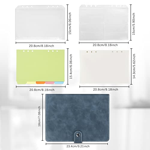 FYY A5 Binder Refillable Planner Notebook 6 Ring PU Leather Binder Journal with Pockets, Dividers, Refill Paper Navy - Image 2