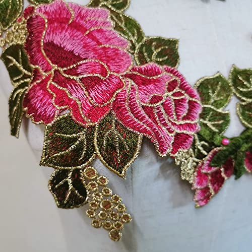 FEEPOP 3 Pcs Beautiful Red Rose Flower Floral Collar Sew Patch Applique Badge Embroidery Dress Handmade Craft Ornament Fabric(Color F) - Image 5