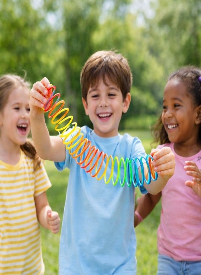 YOOKO® (1 Pcs) Rainbow Magic Spring Toy for Kids - Colorful Plastic Slinky Coil Spring Toy, Stretchable Walking Spring Toy for Kids Fun, Party Favor & Stress Relief - Image 3