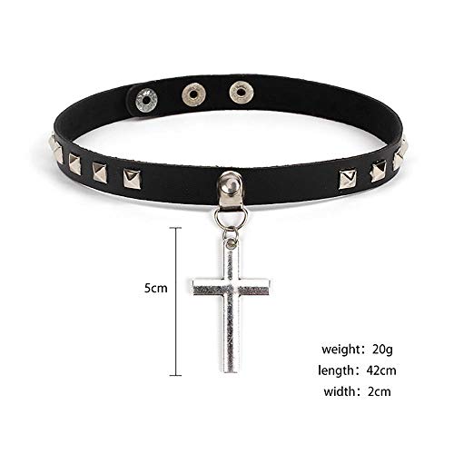 Doubnine Black Cross Pendant Choker Gothic Leather Rivet Jewelry Trendy Necklace Punk Collar Unisex Jewelry - Image 2
