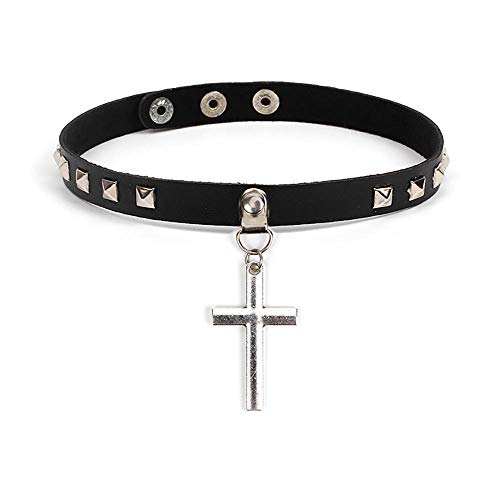 Doubnine Black Cross Pendant Choker Gothic Leather Rivet Jewelry Trendy Necklace Punk Collar Unisex Jewelry - Image 1