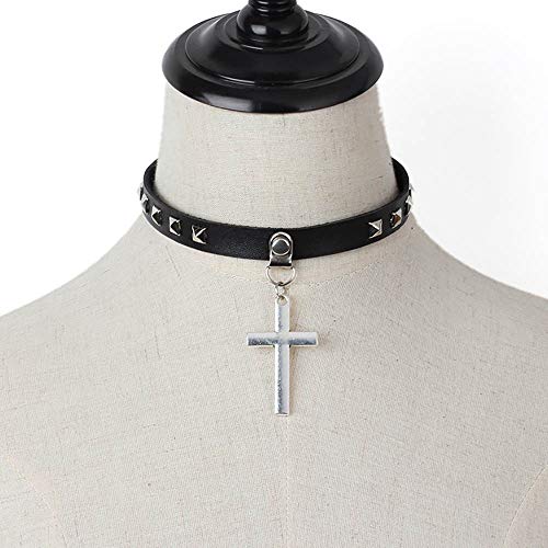 Doubnine Black Cross Pendant Choker Gothic Leather Rivet Jewelry Trendy Necklace Punk Collar Unisex Jewelry - Image 4