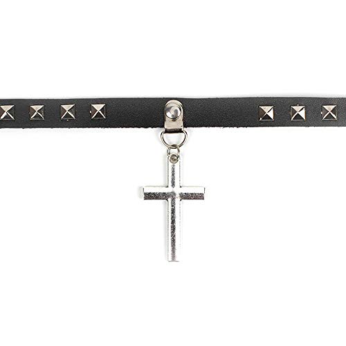 Doubnine Black Cross Pendant Choker Gothic Leather Rivet Jewelry Trendy Necklace Punk Collar Unisex Jewelry - Image 5