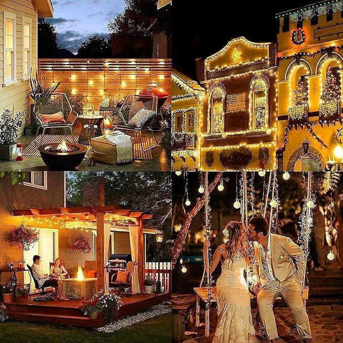 JUSTADIL Solar String Lights Outdoor,Warm White Crystal Ball Fairy Lights Waterproof Solar Powered String Lights for Garden,Decoration Lighting for Home, Garden, Patio, Yard and Party (100 LED 12M) - Image 2