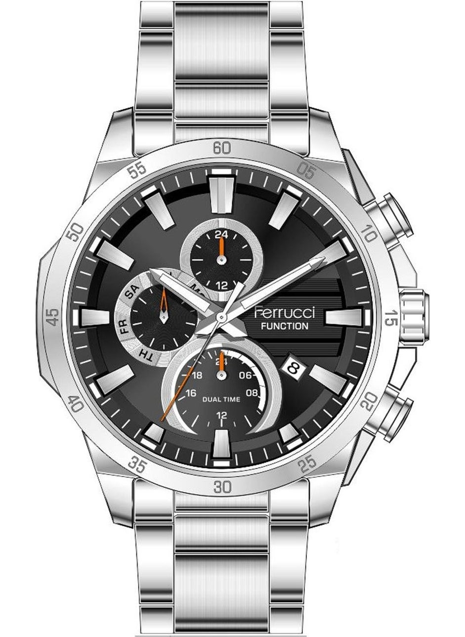 Ferrucci Men's Wristwatch Fc 12459FM Functional Silver Color Black Inside Original 2 Year Warranty + Bracelet Gift  - Image 1