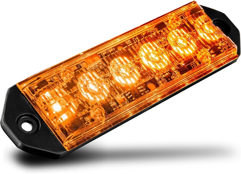 LAMPHUS PlanarFlash 6W Amber LED Surface Mount Police Grill Strobe Warning Lights [SAE Class 1] Orange 12V Ultra Slim Flat Grille Flashing Emergency Fire Light for Service Tow Work Truck Car - Image 1