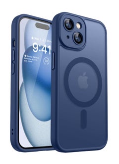 ESCASE Magnetic Cover for iPhone 15 Plus 6.7 Inch, MagSafe Compatible, Full Camera Protection, Translucent Matte Slim Protective Shockproof Case, Blue  - Image 1