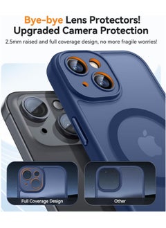 ESCASE Magnetic Cover for iPhone 15 Plus 6.7 Inch, MagSafe Compatible, Full Camera Protection, Translucent Matte Slim Protective Shockproof Case, Blue  - Image 3