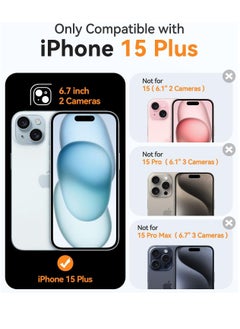 ESCASE Magnetic Cover for iPhone 15 Plus 6.7 Inch, MagSafe Compatible, Full Camera Protection, Translucent Matte Slim Protective Shockproof Case, Blue  - Image 2