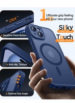 ESCASE Magnetic Cover for iPhone 15 Plus 6.7 Inch, MagSafe Compatible, Full Camera Protection, Translucent Matte Slim Protective Shockproof Case, Blue  - Image 5