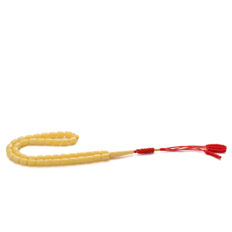 RS Polish Amber Dust Misbaha, Mastic Color, 45 Beads, with Tassel - Image 1