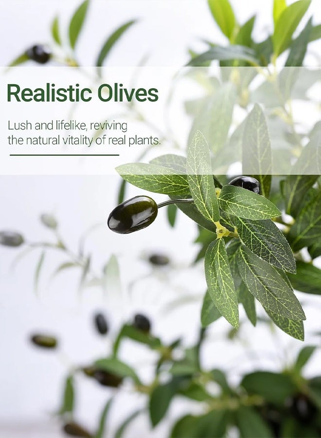 XiuWoo Artificial Olive Tree, Fake Potted Olive 4ft 120CM Silk Tree with Pot for Home Office Living Room Floor Decor Indoor - Image 4