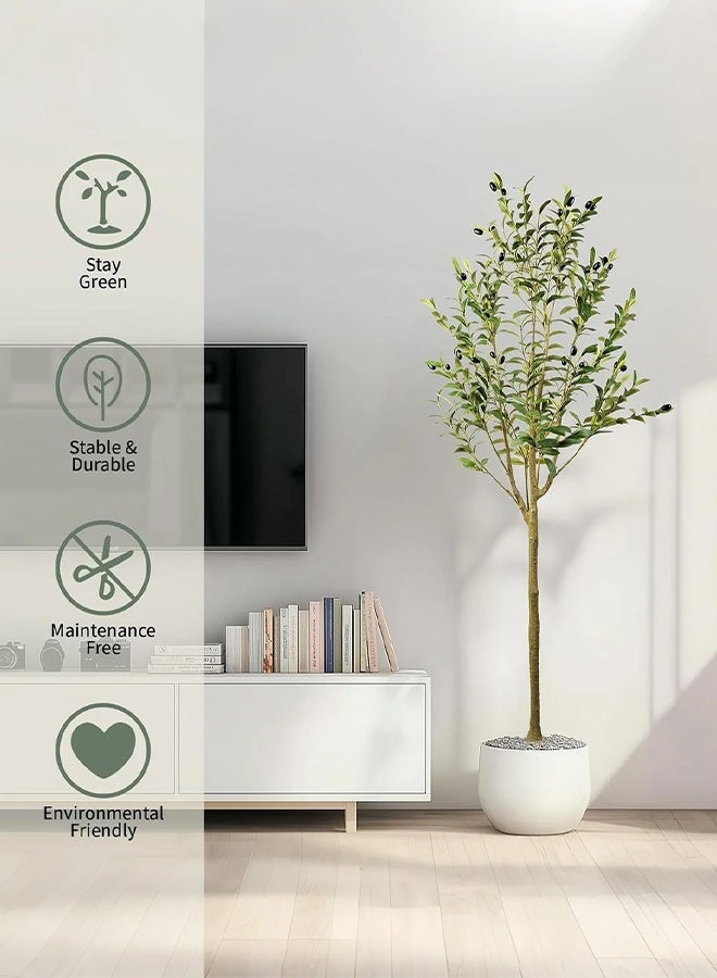 XiuWoo Artificial Olive Tree, Fake Potted Olive 4ft 120CM Silk Tree with Pot for Home Office Living Room Floor Decor Indoor - Image 3