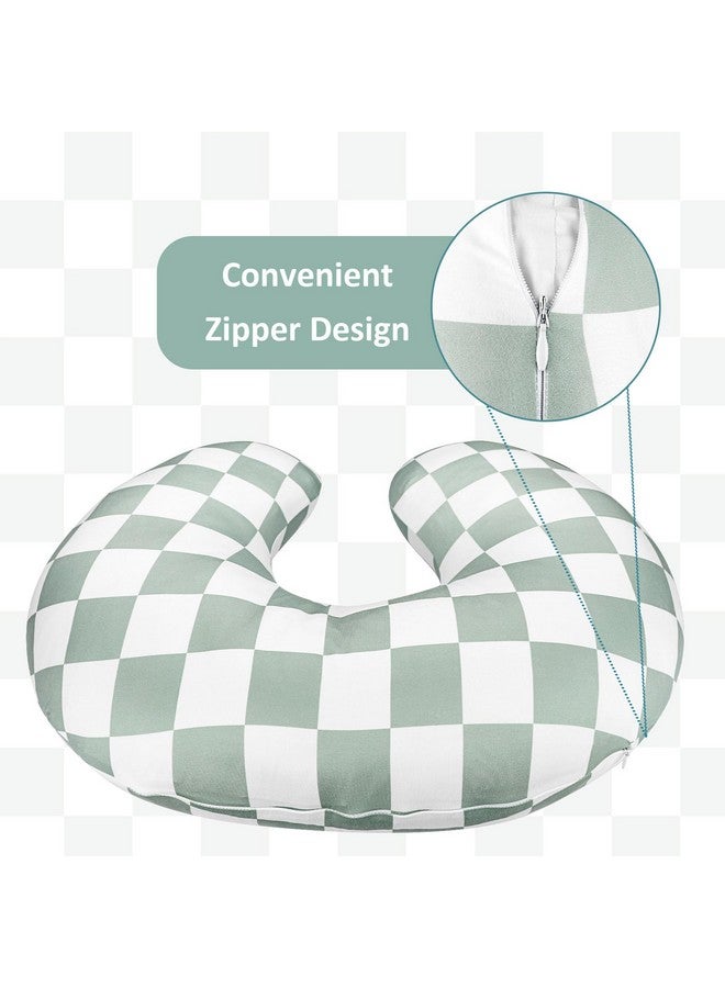DILIMI Nursing Pillow Cover, Stretchy Removable Case for Breastfeeding Pillows, Ultra Soft Comfortable Slipcover for Baby Girl and Boy, Checkerboard Grid - Image 2