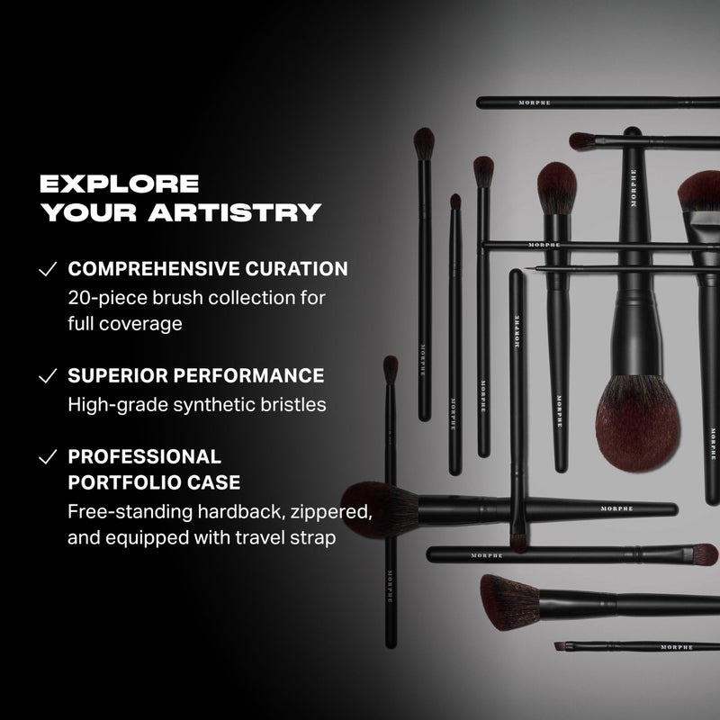 Morphe MUA Life Makeup Brushes - 20 Piece Makeup Brush Set of Eye and Face Brushes - Made with Synthetic Bristles and Includes Carrying Case (20 Count) - Image 4