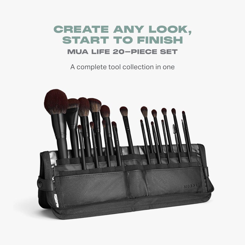 Morphe MUA Life Makeup Brushes - 20 Piece Makeup Brush Set of Eye and Face Brushes - Made with Synthetic Bristles and Includes Carrying Case (20 Count) - Image 2