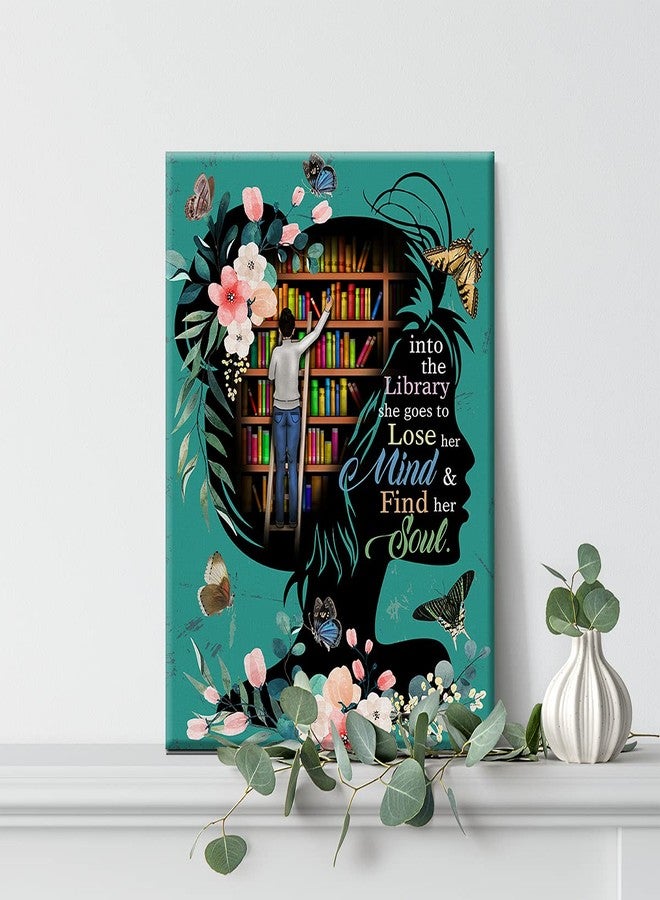Nvhai Books Wall Art into the Library Canvas Painting Prints for Home Wall Decor Framed Reading Books Artwork Book Lover Gifts(12x15 Inch) - Image 5
