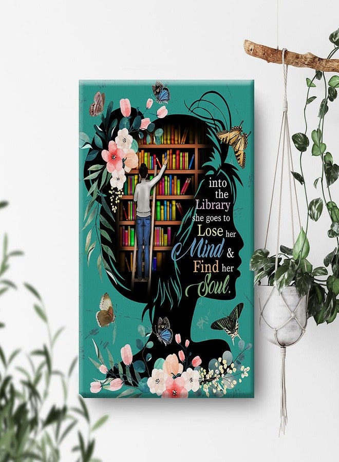 Nvhai Books Wall Art into the Library Canvas Painting Prints for Home Wall Decor Framed Reading Books Artwork Book Lover Gifts(12x15 Inch) - Image 4