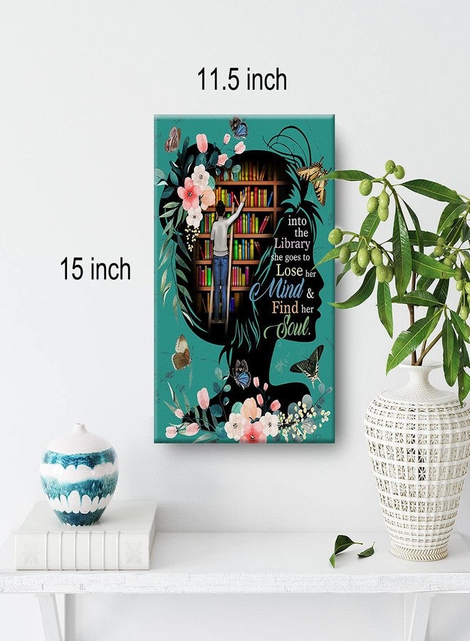 Nvhai Books Wall Art into the Library Canvas Painting Prints for Home Wall Decor Framed Reading Books Artwork Book Lover Gifts(12x15 Inch) - Image 2