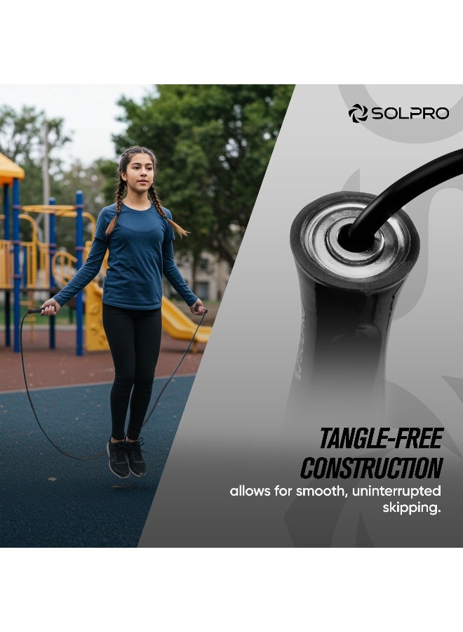 SOLPRO SKR064 Jump Rope for Men, Women & Athletes|Lightweight, Adjustable Length, TangleFree|NonSlip Handles, Durable Design|Ideal for Speed Training, Cardio, Agility, Fitness & Gym Workouts (Black) - Image 5