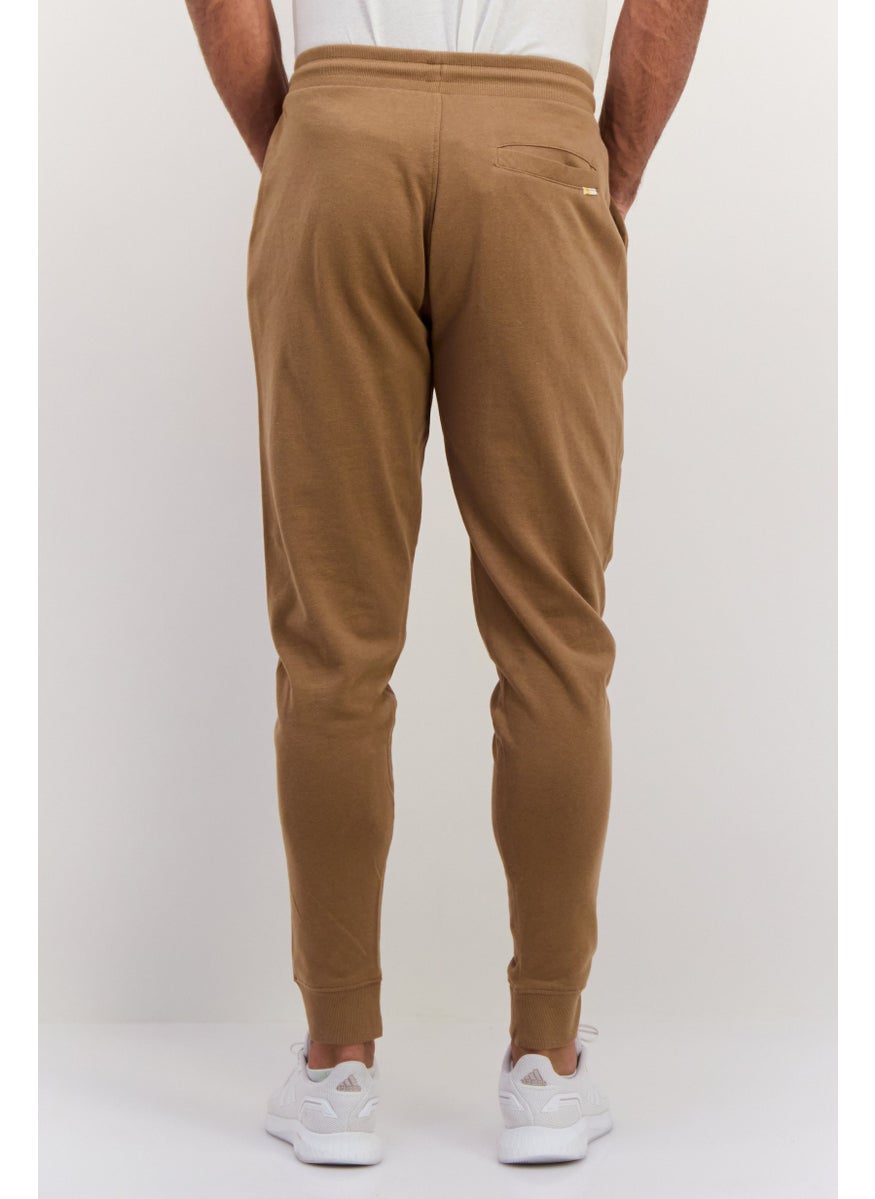 Gazzarrini - Men Solid Drawstring Jogger Pants, Brown - Image 1