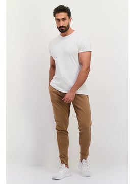 Gazzarrini Men Solid Drawstring Jogger Pants, Brown  - Image 3