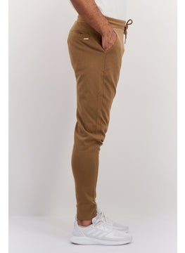 Gazzarrini Men Solid Drawstring Jogger Pants, Brown  - Image 4
