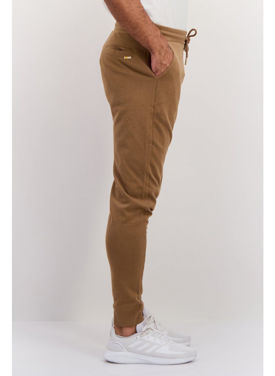 Gazzarrini - Men Solid Drawstring Jogger Pants, Brown - Image 1