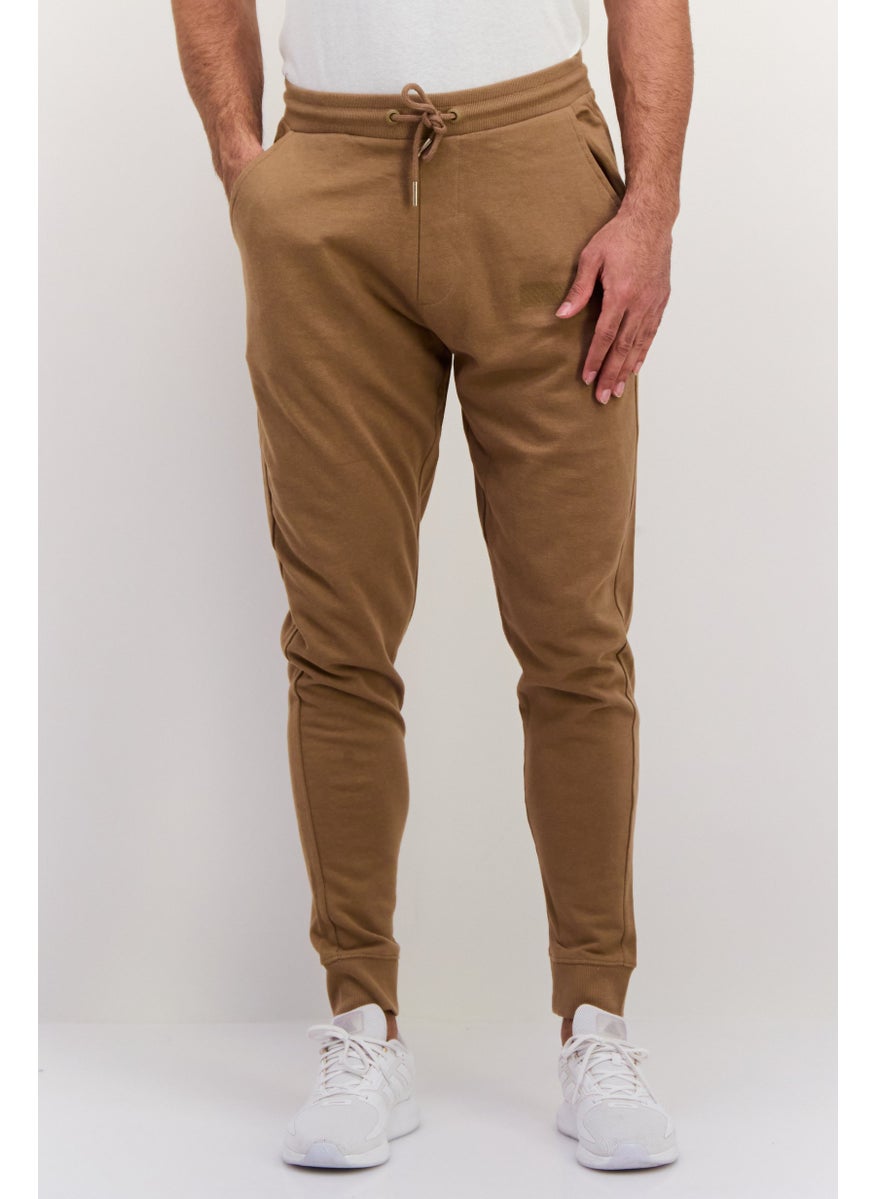 Gazzarrini - Men Solid Drawstring Jogger Pants, Brown - Image 1