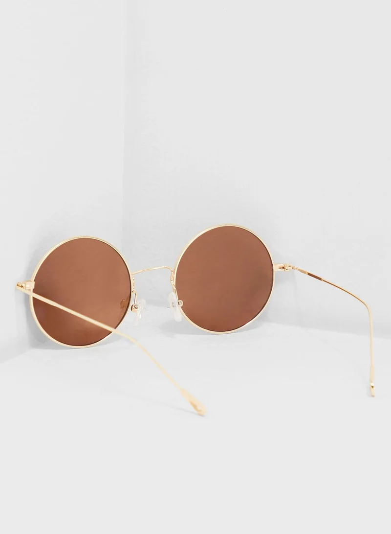 Ginger Round Sunglasses With Amber Lens
