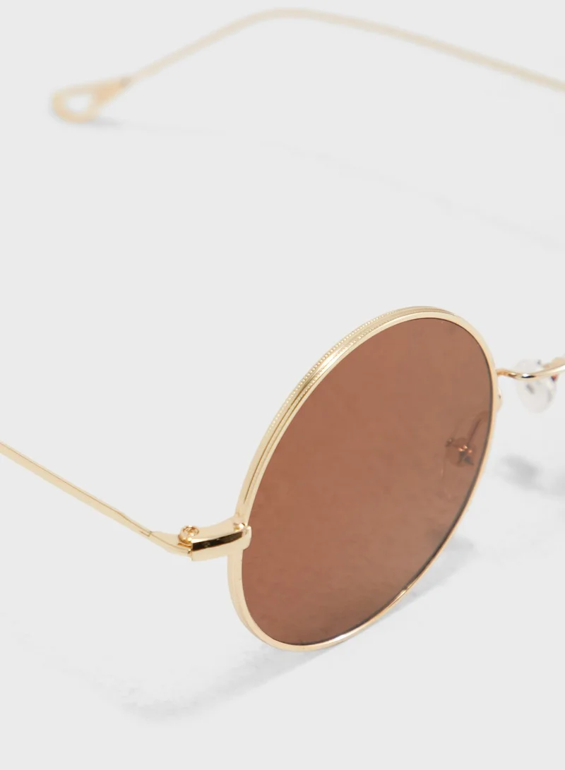 Ginger Round Sunglasses With Amber Lens
