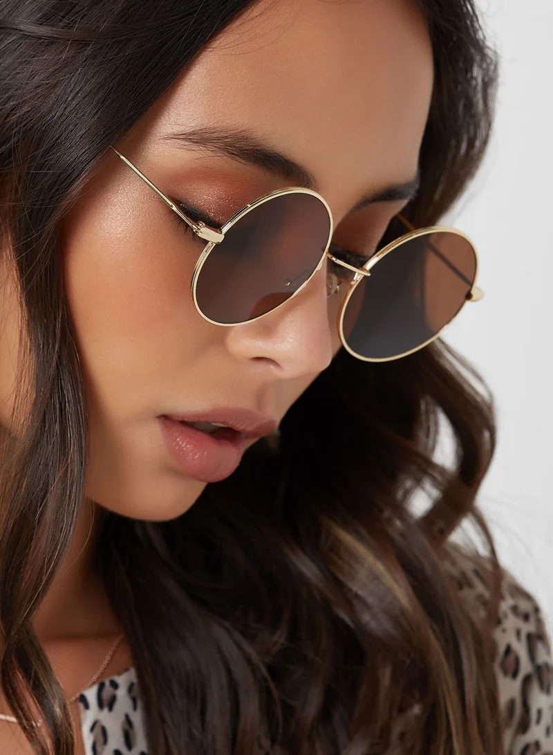 Ginger Round Sunglasses With Amber Lens