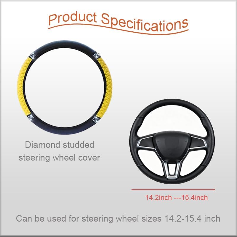 WLERIR Microfiber Leather Steering Wheel Cover with Anti-Slip Lining Universal Car Accessory for Steering Wheel with a Diameter of 14.5-15 inch (Black) - Image 1