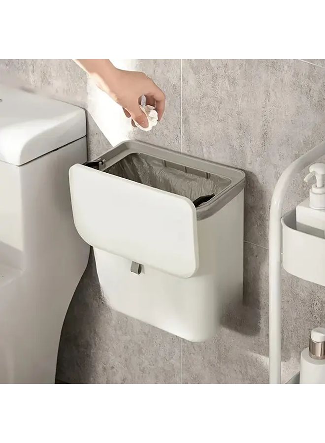 Cream Color Sealed Odor Proof Lid Modern Minimalist Kitchen Trash Can Polypropylene - Image 2