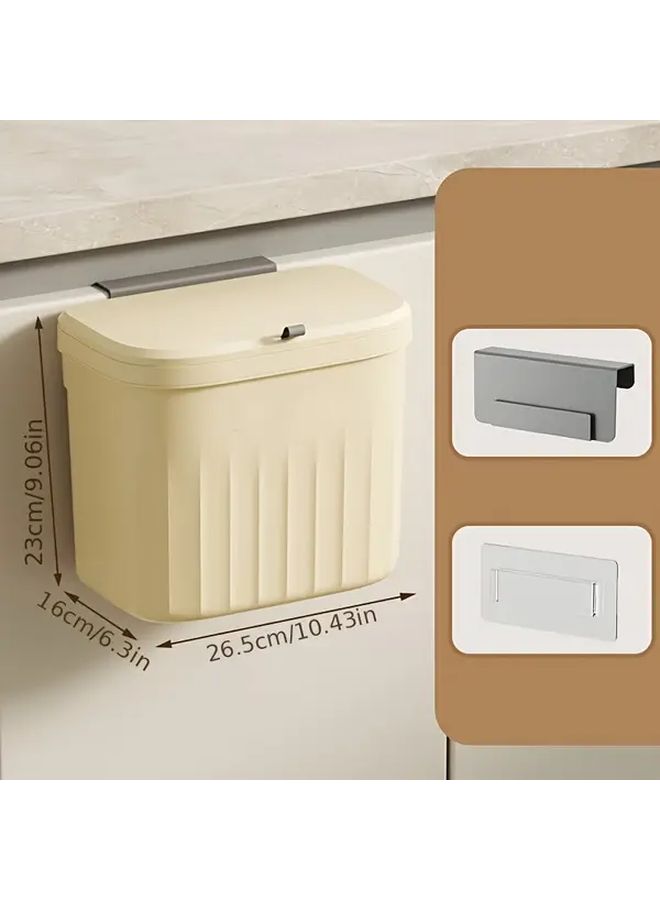 Cream Color Sealed Odor Proof Lid Modern Minimalist Kitchen Trash Can Polypropylene - Image 3