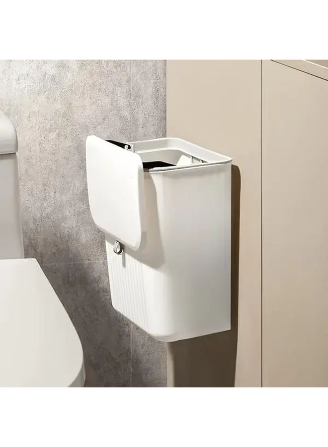 Cream Color Sealed Odor Proof Lid Modern Minimalist Kitchen Trash Can Polypropylene - Image 1