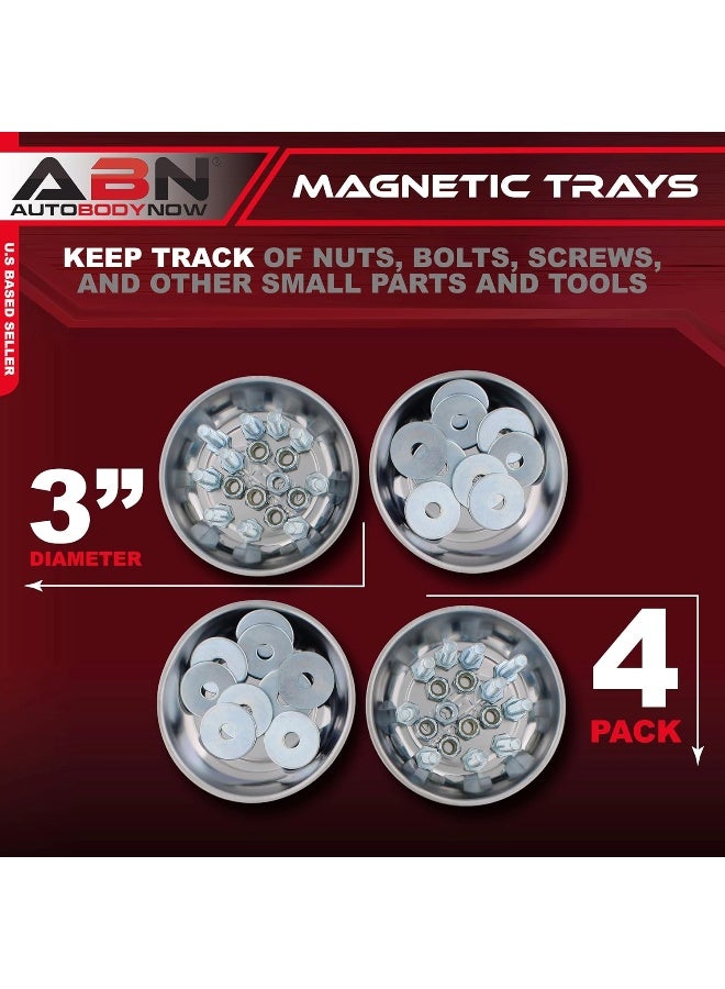 ABN Magnetic Trays 4pk - Magnetic Bowl Mechanic Metal Tray, Steel Magnet Screw and Bolt Bowls for Tools, Small Parts - Image 2