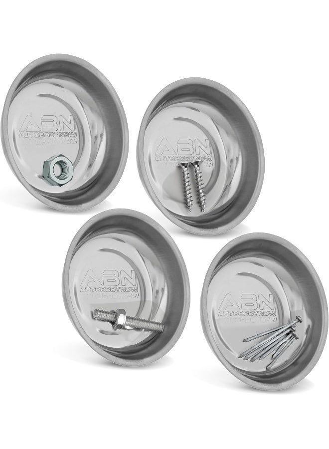 ABN Magnetic Trays 4pk - Magnetic Bowl Mechanic Metal Tray, Steel Magnet Screw and Bolt Bowls for Tools, Small Parts - Image 1