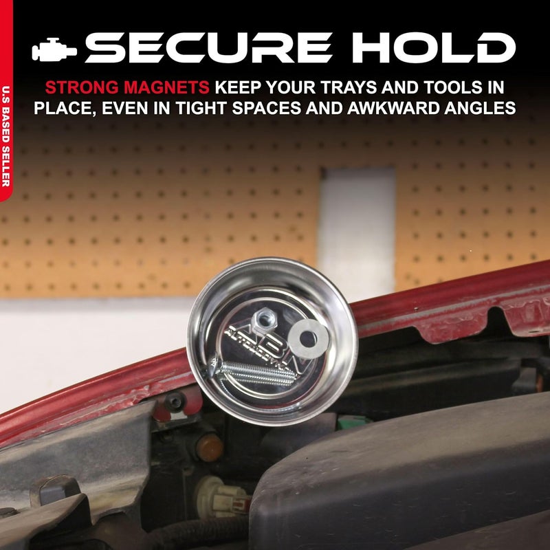 ABN Magnetic Trays 4pk - Magnetic Bowl Mechanic Metal Tray, Steel Magnet Screw and Bolt Bowls for Tools, Small Parts - Image 3